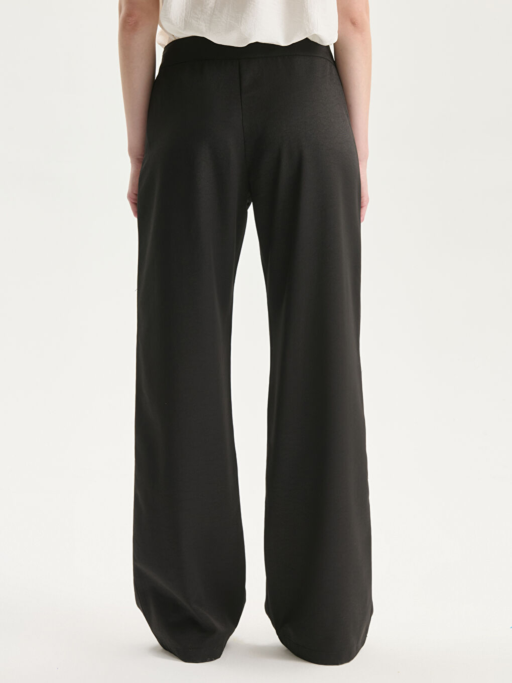 Zip-Up High-Waisted Wide Leg Women's Trousers-3