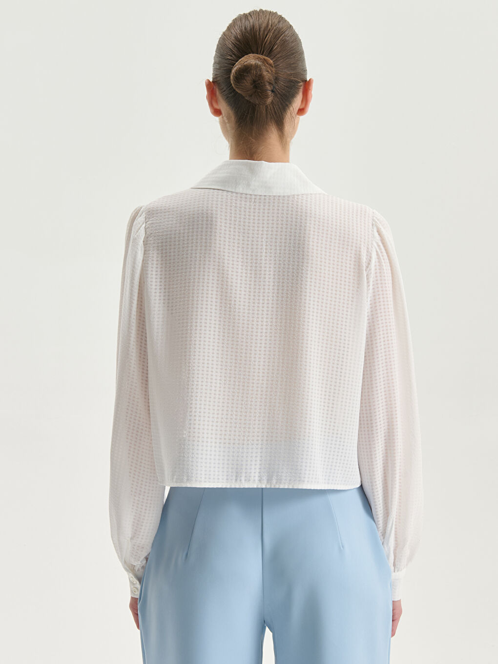 Chemise Texturée Coupe Courte pour Femmes-3