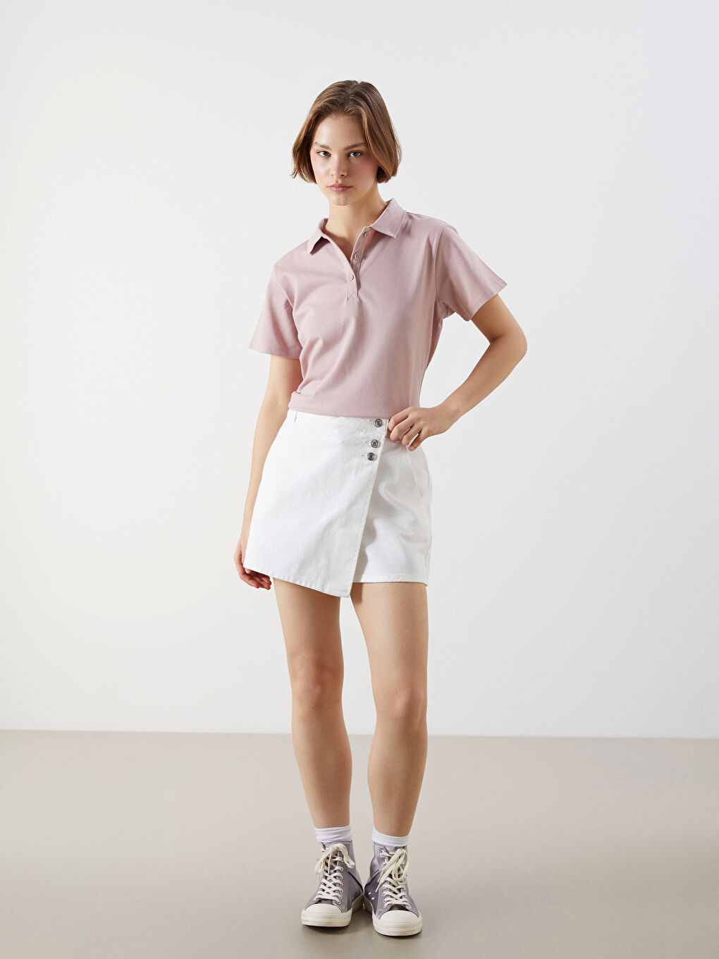 Slim Fit Women's Denim Skort -S5P831Z8-Q6K