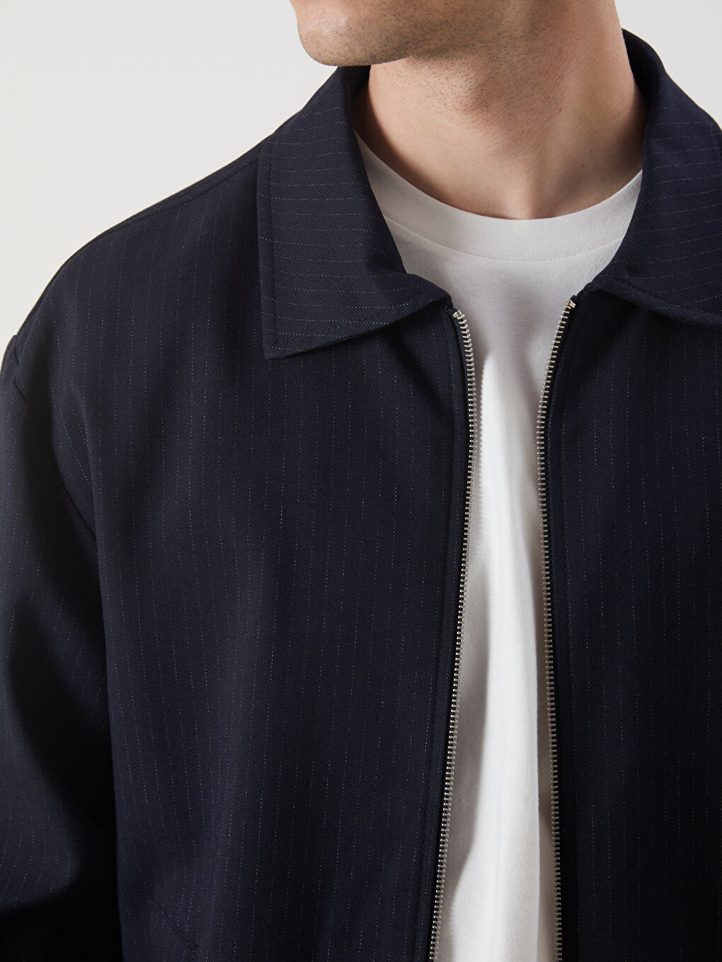 Lacivert Standart Kalıp Gömlek Yaka Erkek Mont-2