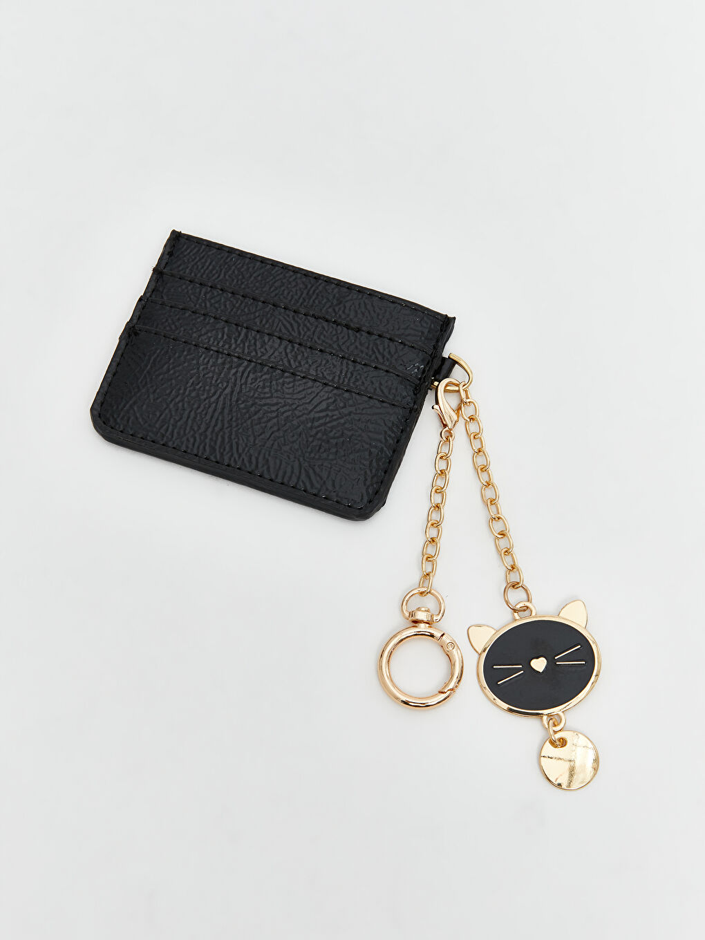 LCW ACCESSORIES Siyah Deri Görünümlü Kadın Kartlık ve Anahtarlık