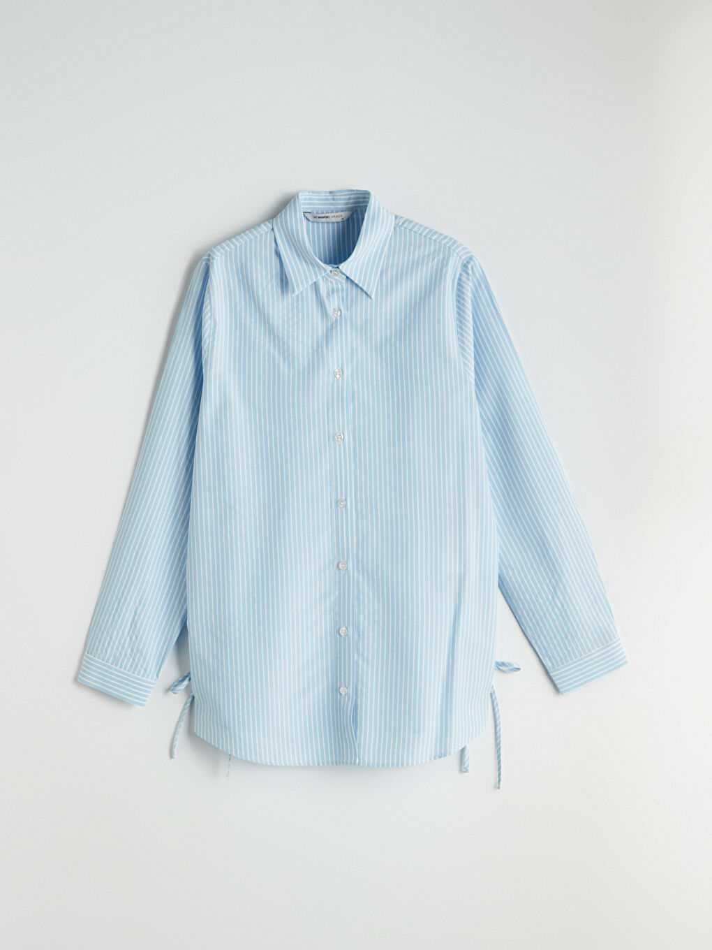 Mavi Çizgili Poplin Kadın Gömlek-4