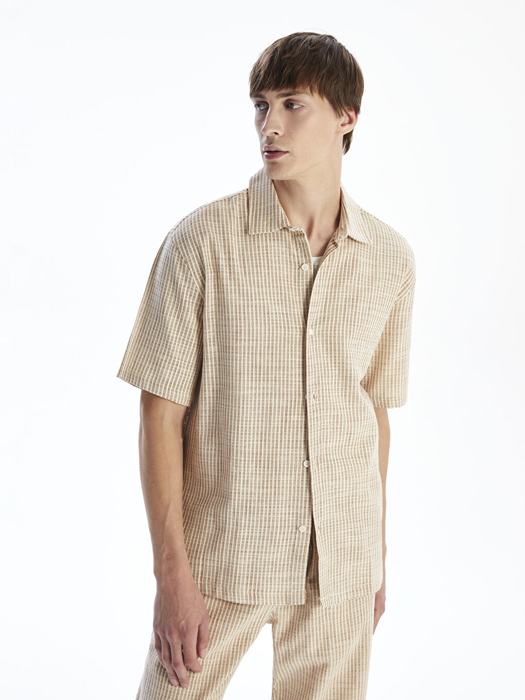 Relaxed Fit Short Sleeve Striped Men's Shirt -S5P863Z8-LF0