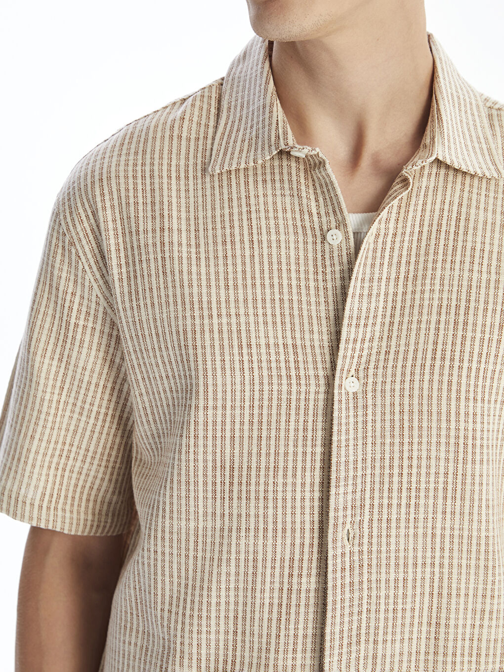 Relaxed Fit Short Sleeve Striped Men's Shirt -S5P863Z8-LF0