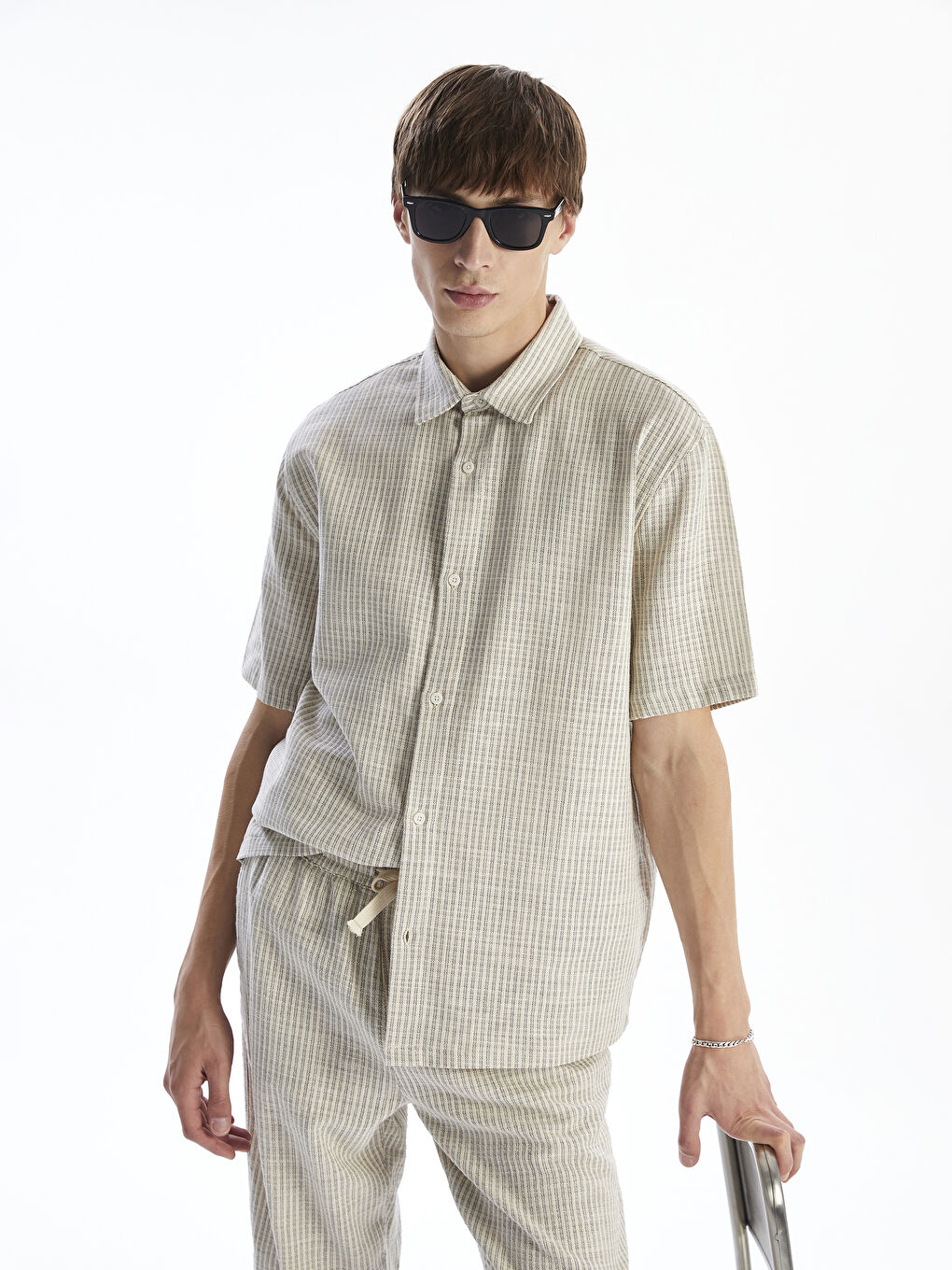 XSIDE Relaxed Fit Short Sleeve Striped Men's Shirt -S5P863Z8-LFY