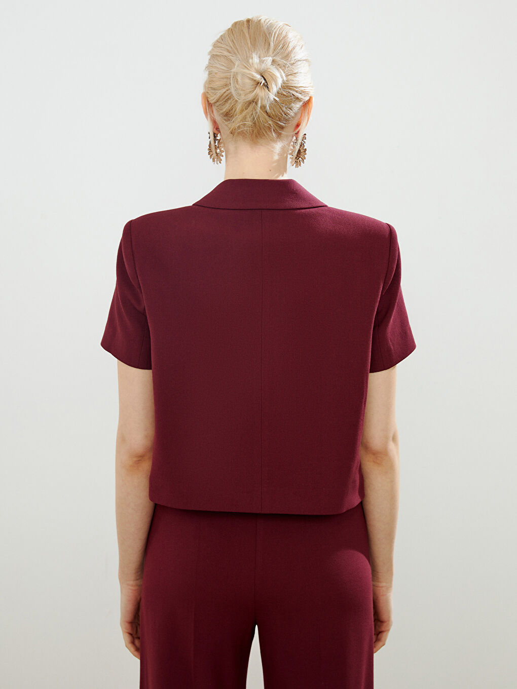 Bordo Gömlek Yaka Kadın Ceket-3