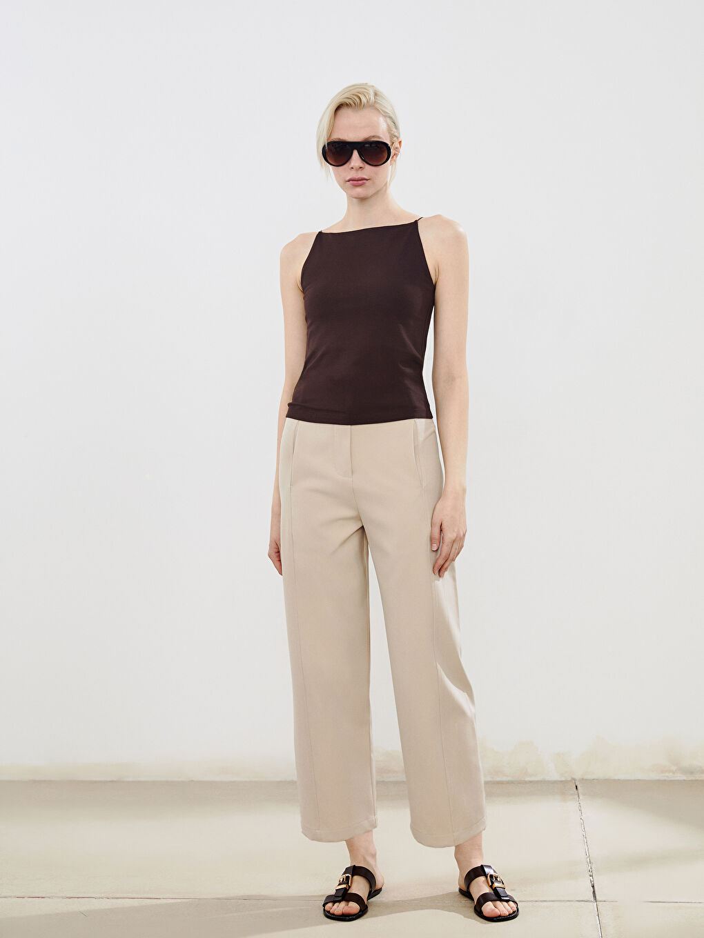 Loose Fit Crepe Women's Trousers -S5P881Z8-HZZ