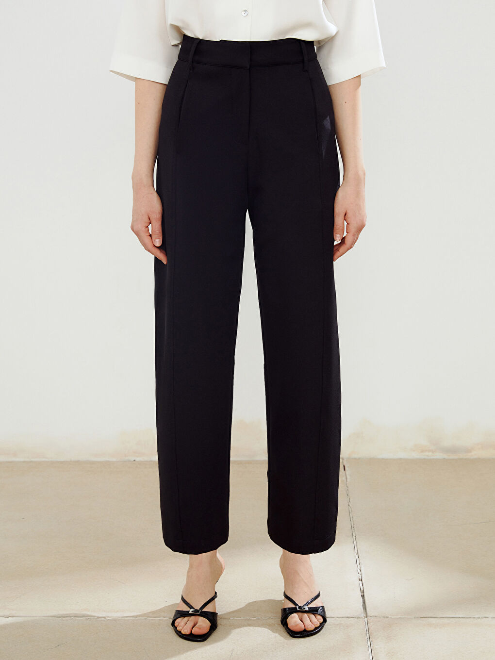 Штани з крепу вільного крою для жінок-1