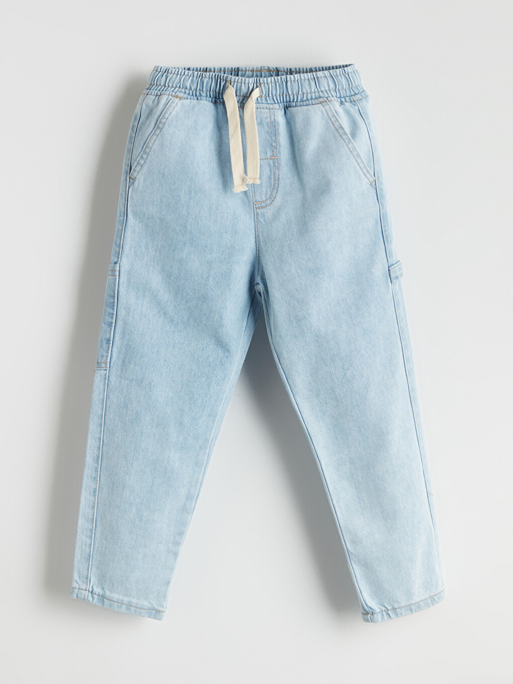 İndigo Beli Lastikli Basic Erkek Çocuk Jean Pantolon-1