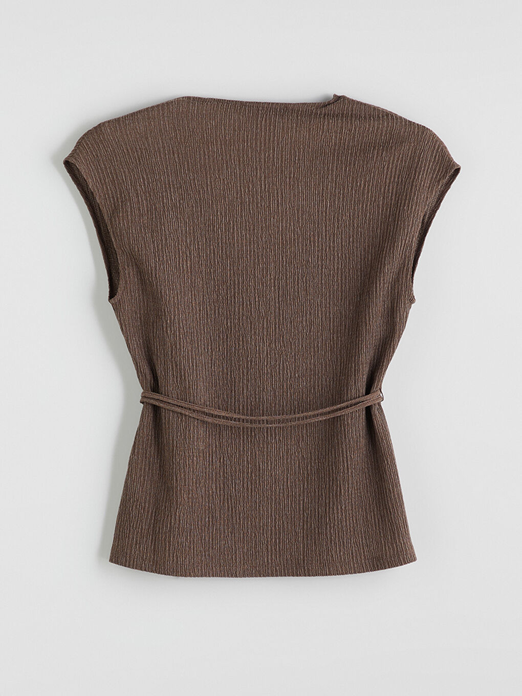 Kahverengi Kruvaze Yaka Dokulu Bluz-5