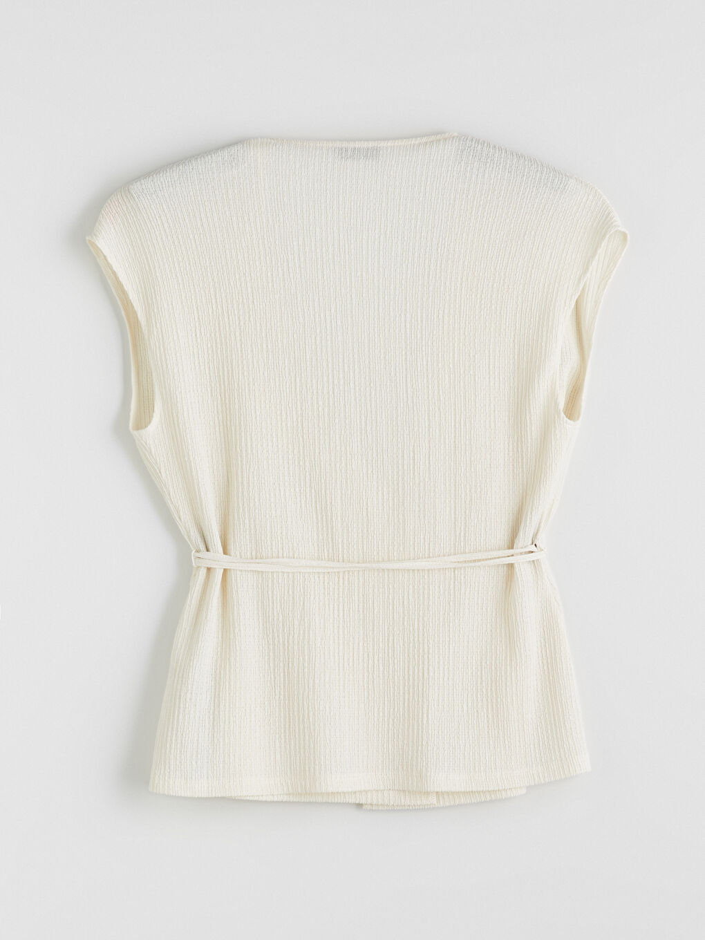 Ekru Kruvaze Yaka Dokulu Bluz-5