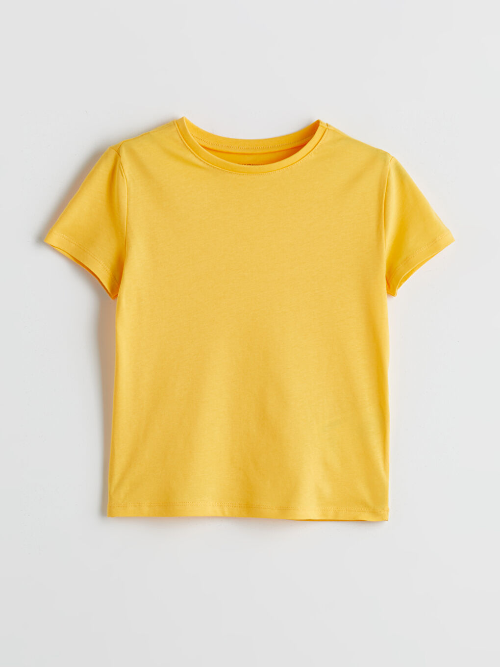 Sarı Bisiklet Yaka Basic Kız Çocuk Tişört