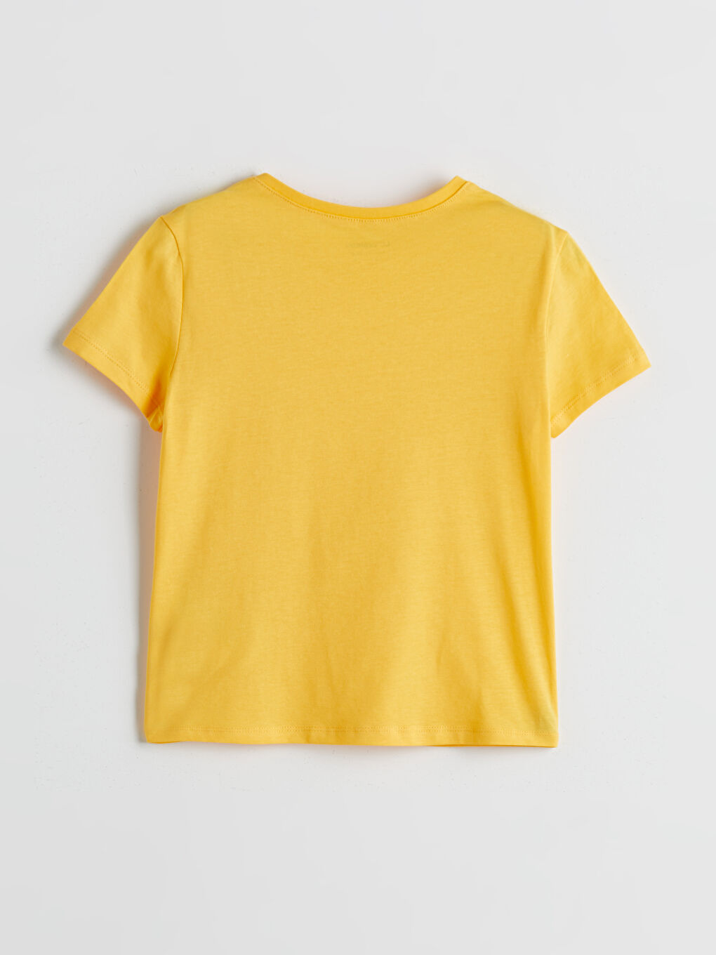 Sarı Bisiklet Yaka Basic Kız Çocuk Tişört-1