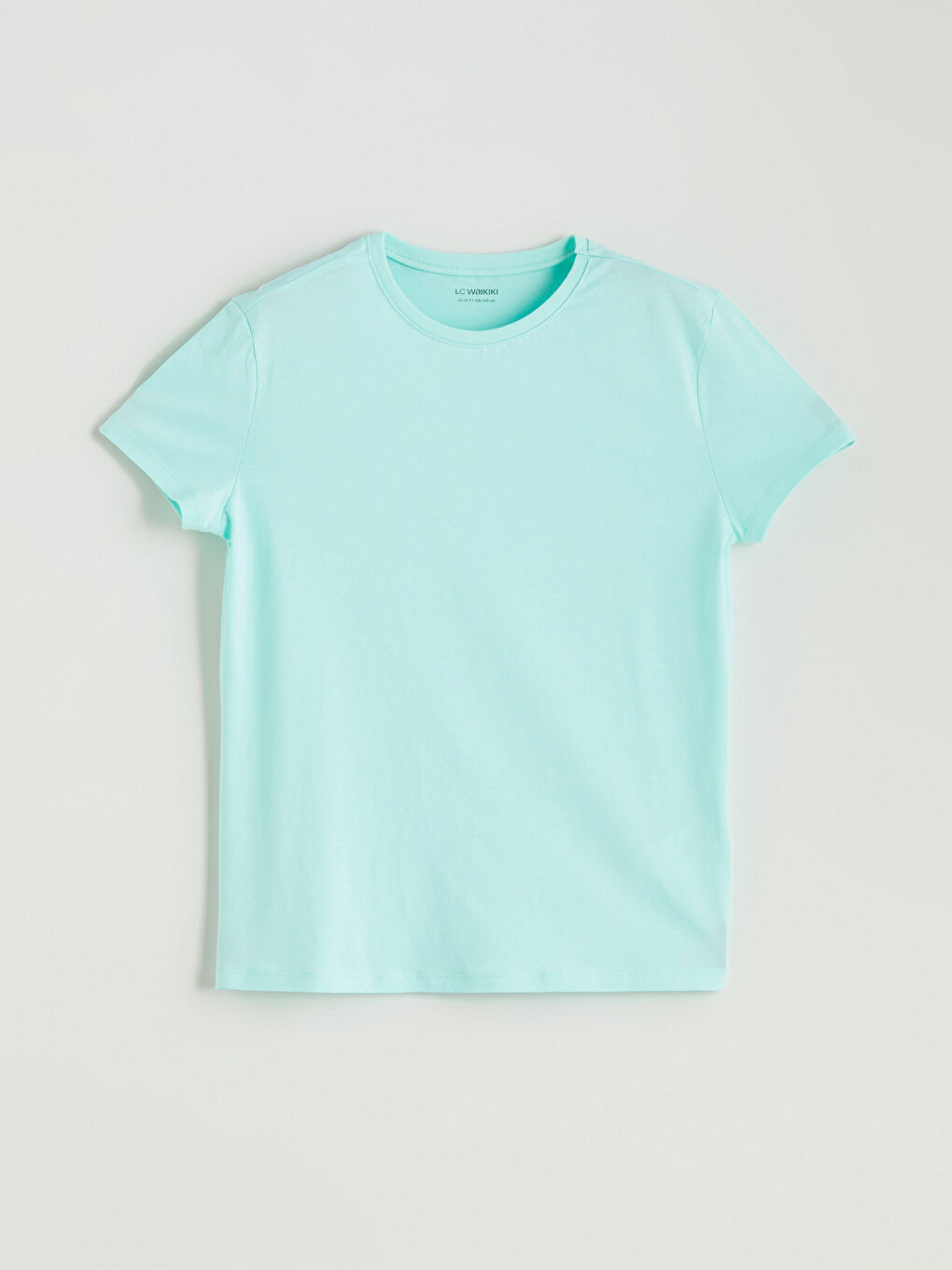 Turkuaz Bisiklet Yaka Basic Kız Çocuk Tişört