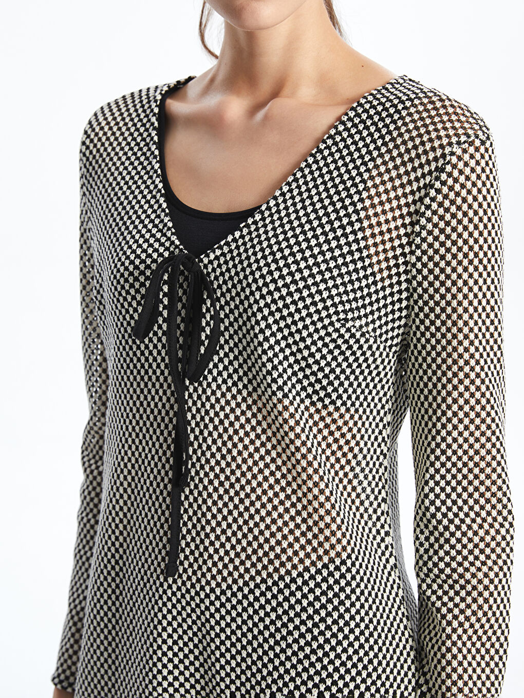 V-Neck Plaid Beach Dress -S5P921Z8-LKX