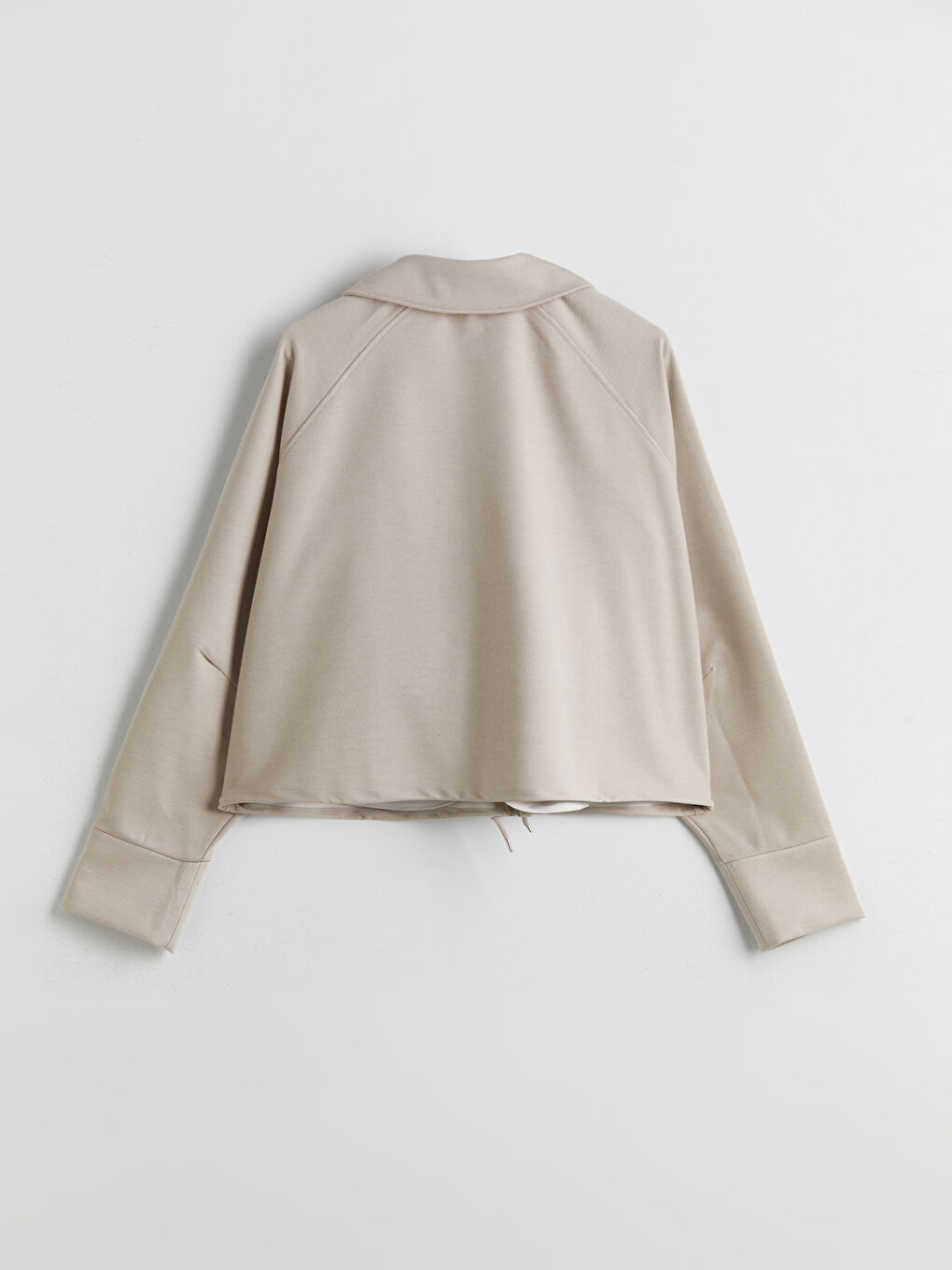 Bej Gömlek Yaka Oversize Kadın Ceket-5