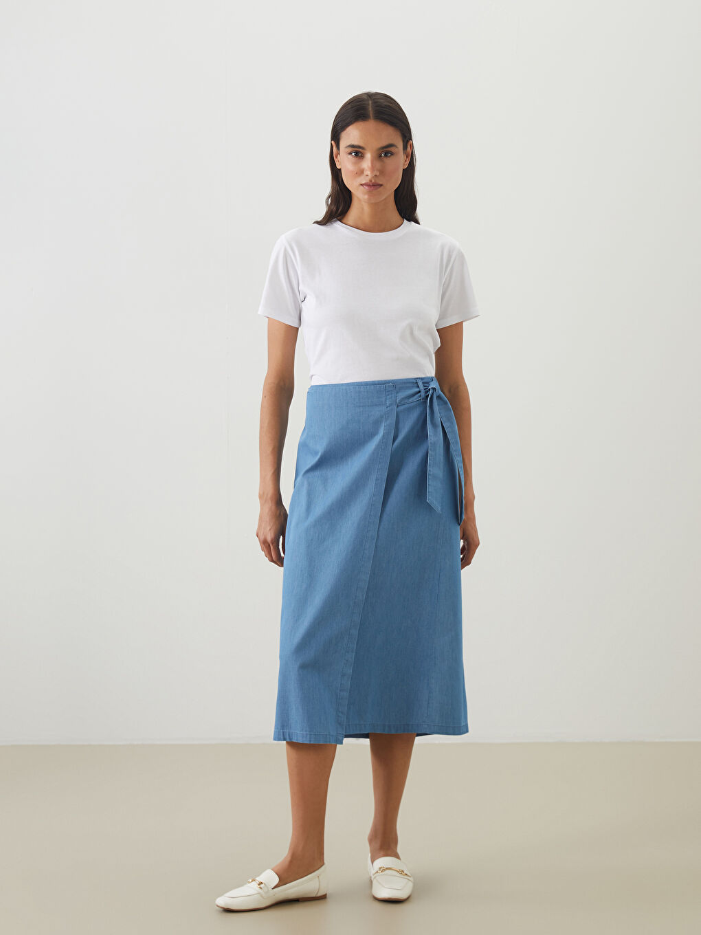 Elasticated Waist Women's Denim Skirt -S5P942Z8-H45