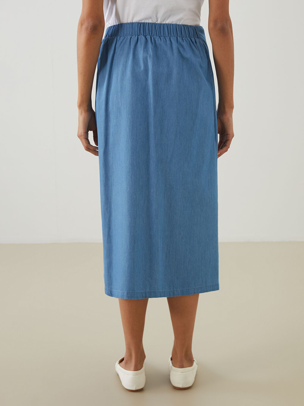 Elasticated Waist Women's Denim Skirt -S5P942Z8-H45