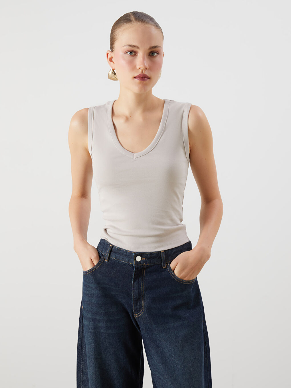 LCW Vision V Neck Women's Tank Top -S5P976Z8-FJS