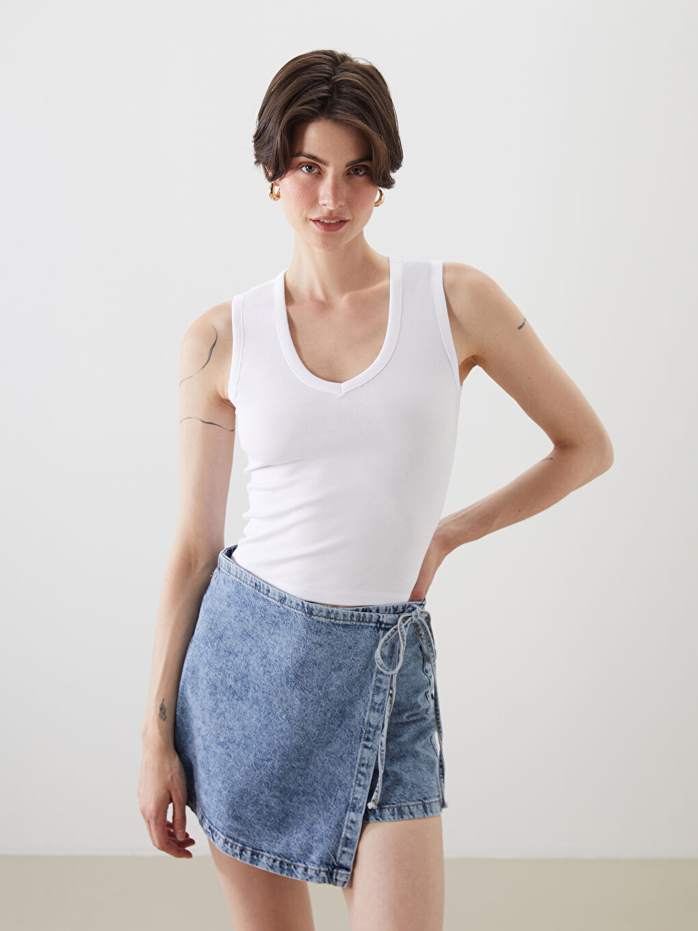LCW Vision V Neck Women's Tank Top -S5P976Z8-Q6K