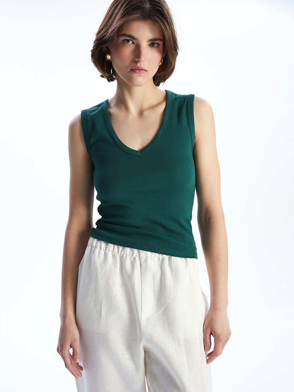 Yeşil V Yaka Kadın Atlet