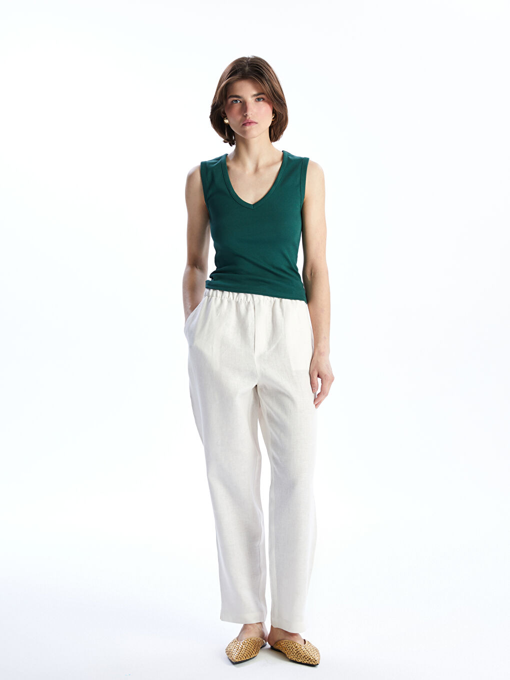 Yeşil V Yaka Kadın Atlet-1