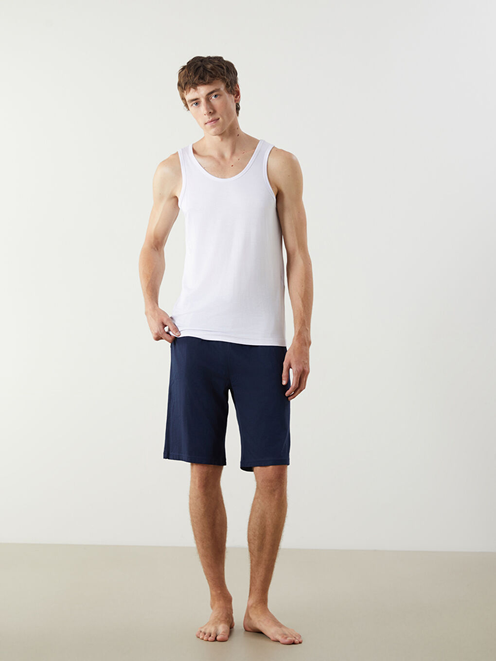 Lacivert Standart Kalıp Erkek Pijama Alt Şort