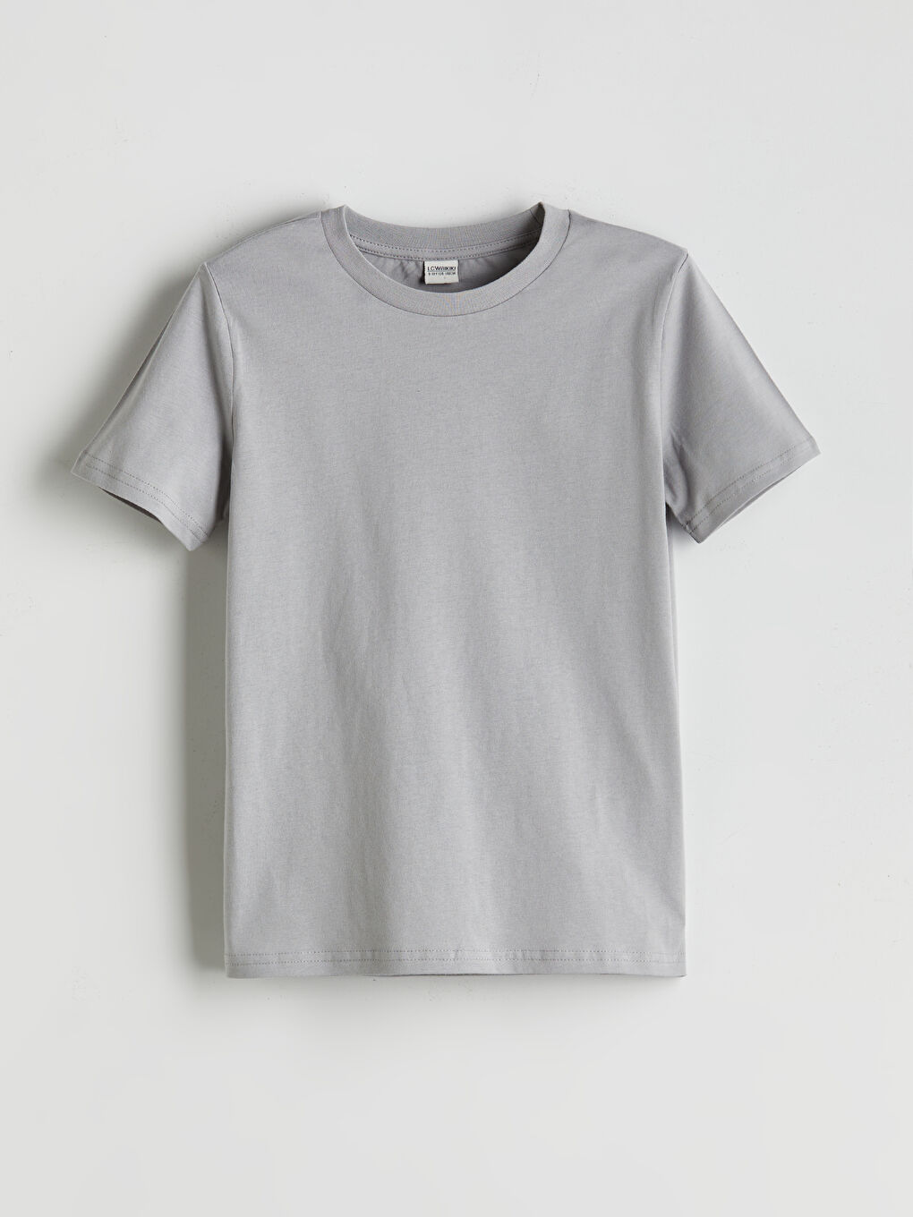 Gri Bisiklet Yaka Erkek Çocuk Tişört