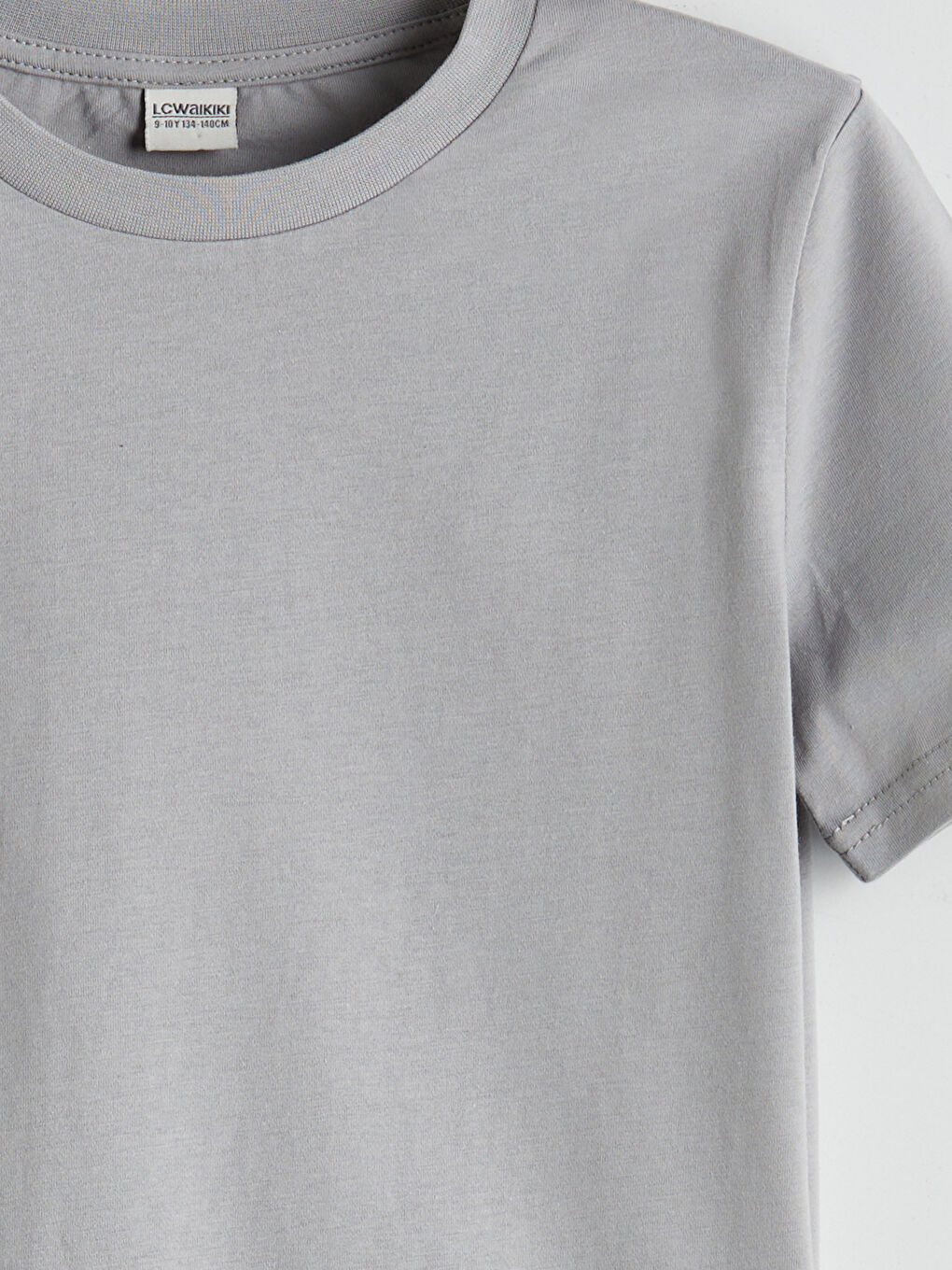 Gri Bisiklet Yaka Erkek Çocuk Tişört-1