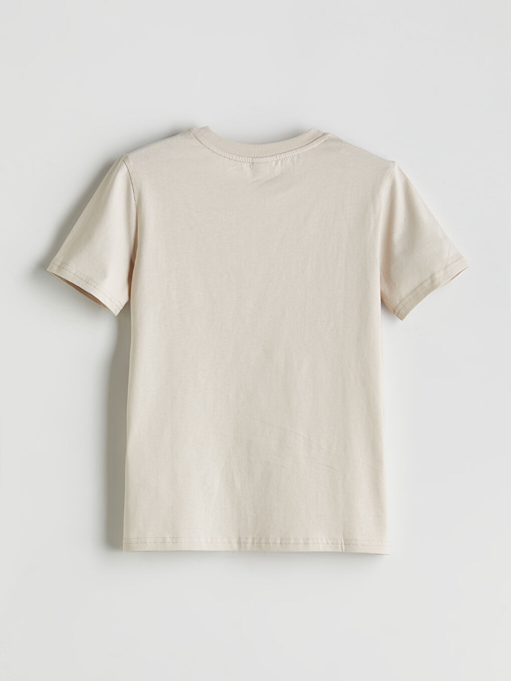 Bej Bisiklet Yaka Erkek Çocuk Tişört-1