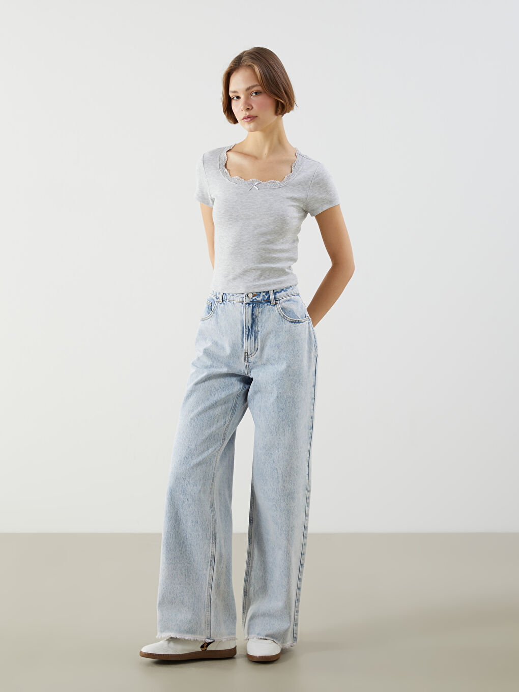 Woman GREY Crop Top -S5PA24Z8-CY9