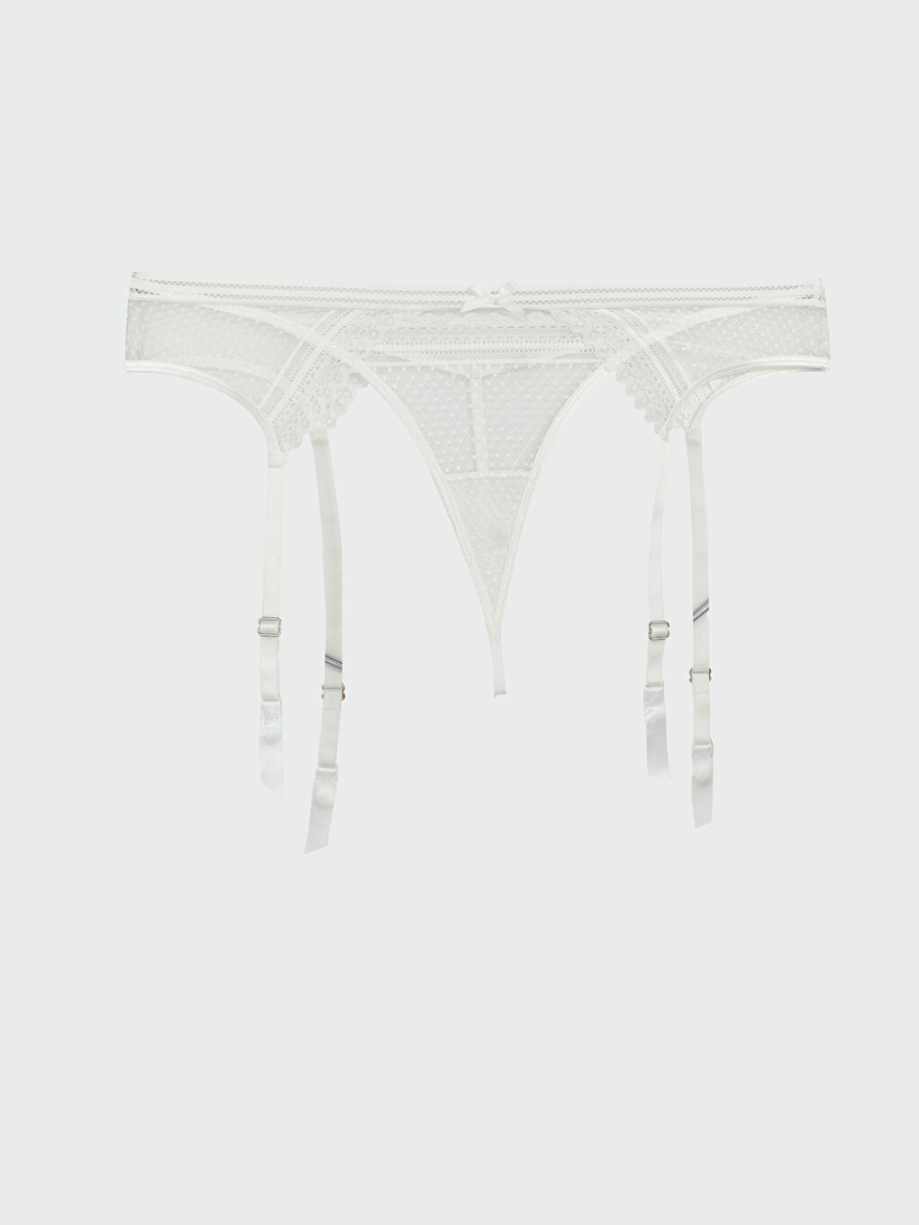 Ekru Dantelli Tanga Külot ve Jartiyer Kemeri