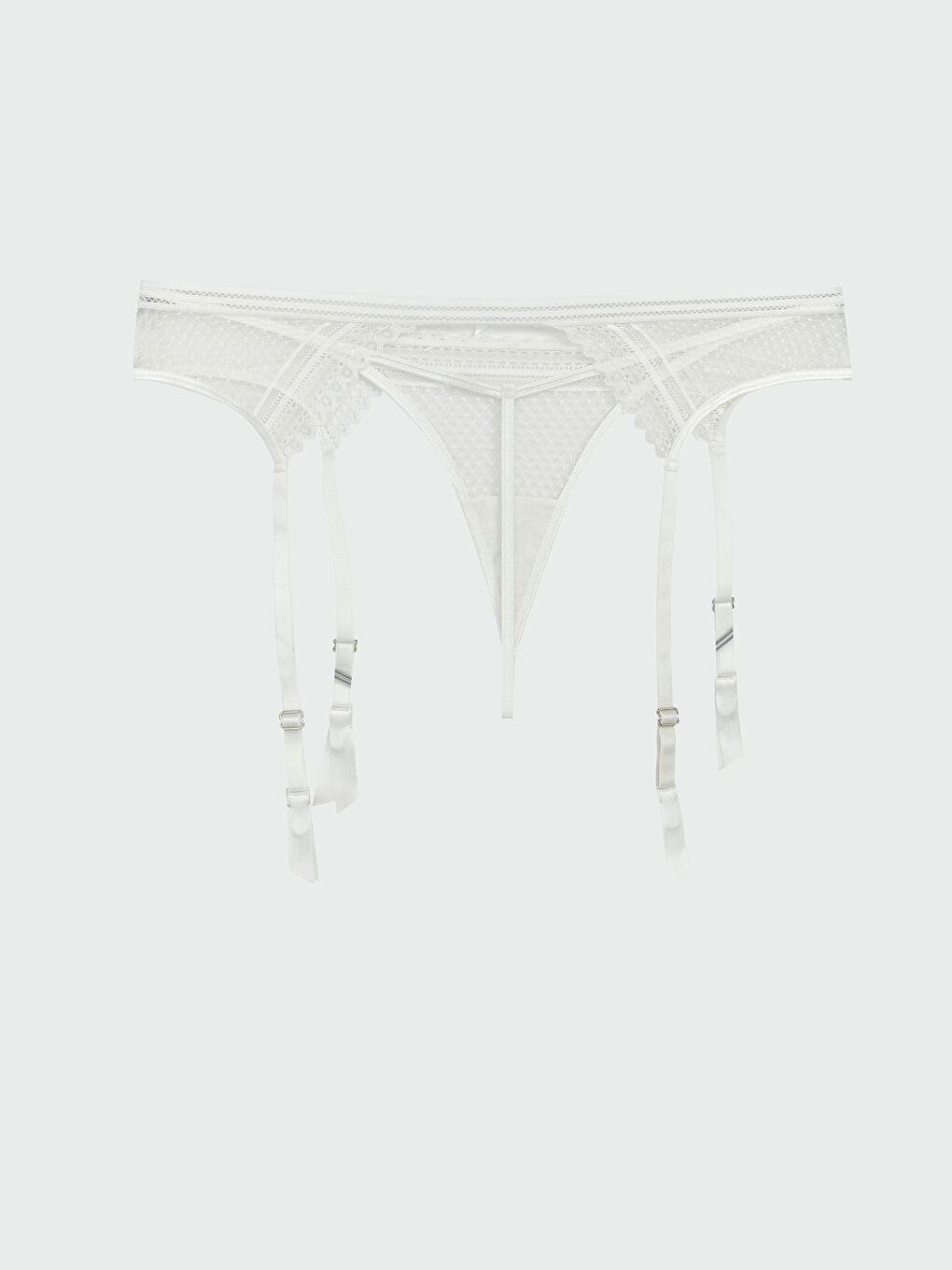 Ekru Dantelli Tanga Külot ve Jartiyer Kemeri-1