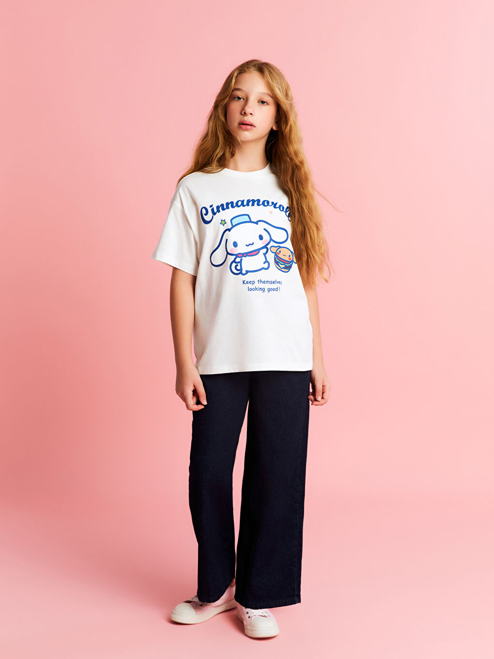 Majica sa okruglim izrezom Cinnamoroll štampana za devojčice-1