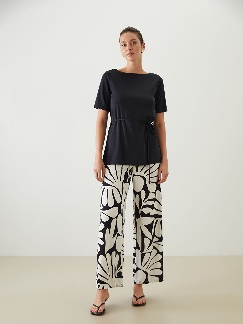 Elasticated Waist Patterned Women's Trousers