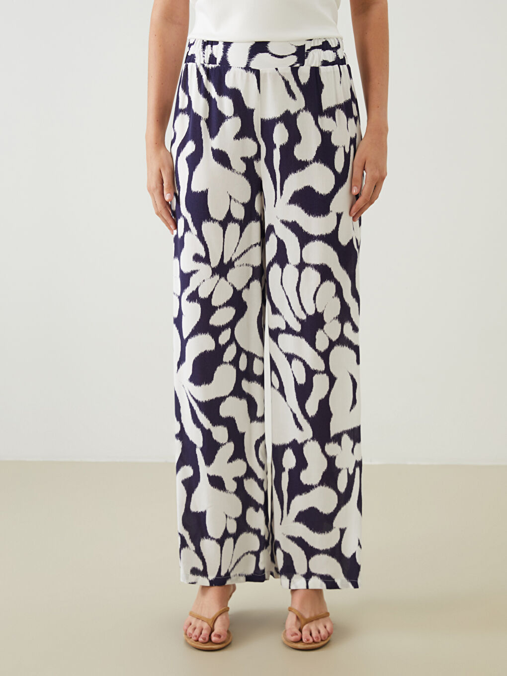 Жіночі візерунчасті штани з еластичним поясом-1