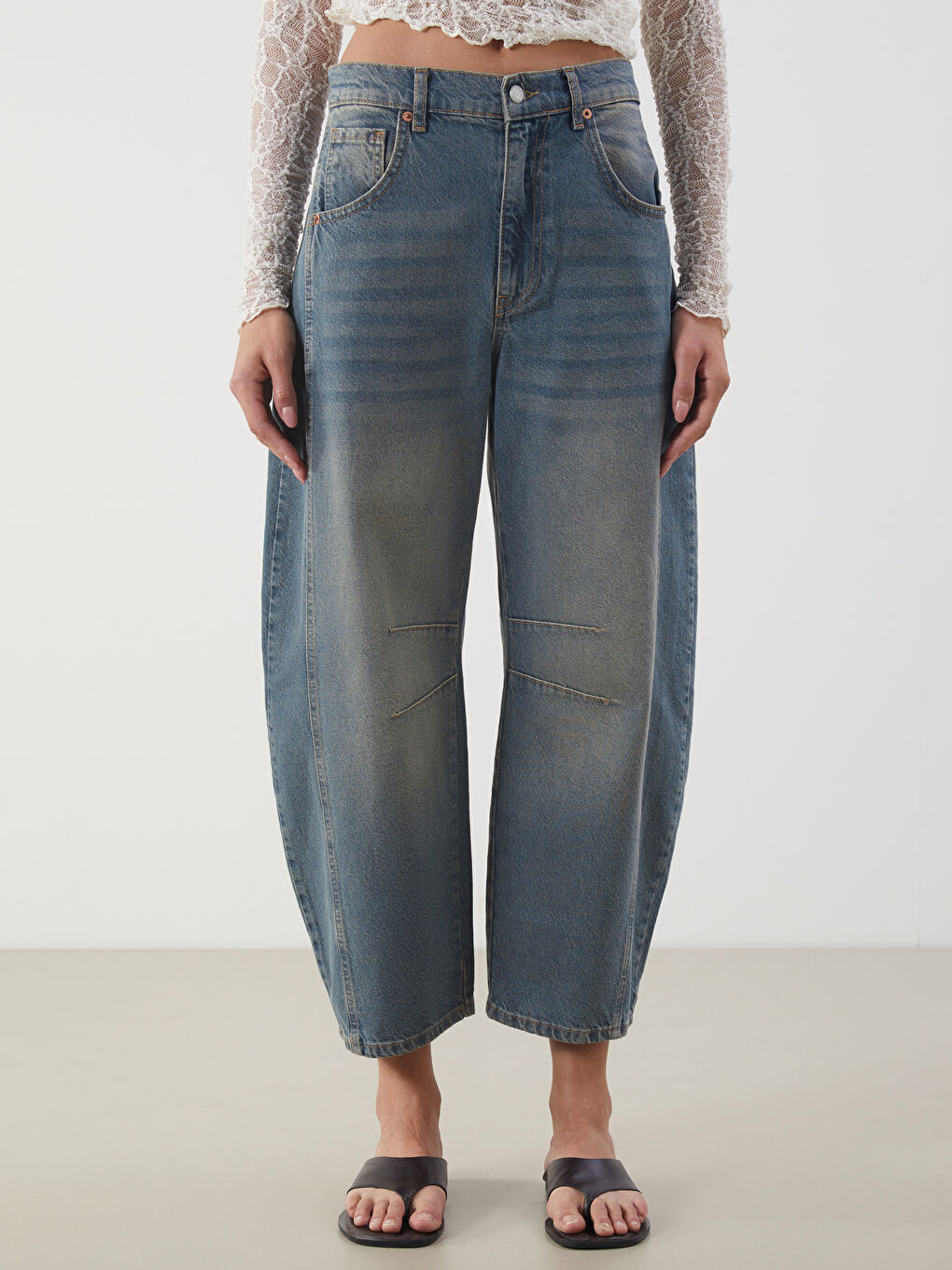 Balloon Fit Women's Jean Pants -S5PB08Z8-GRD