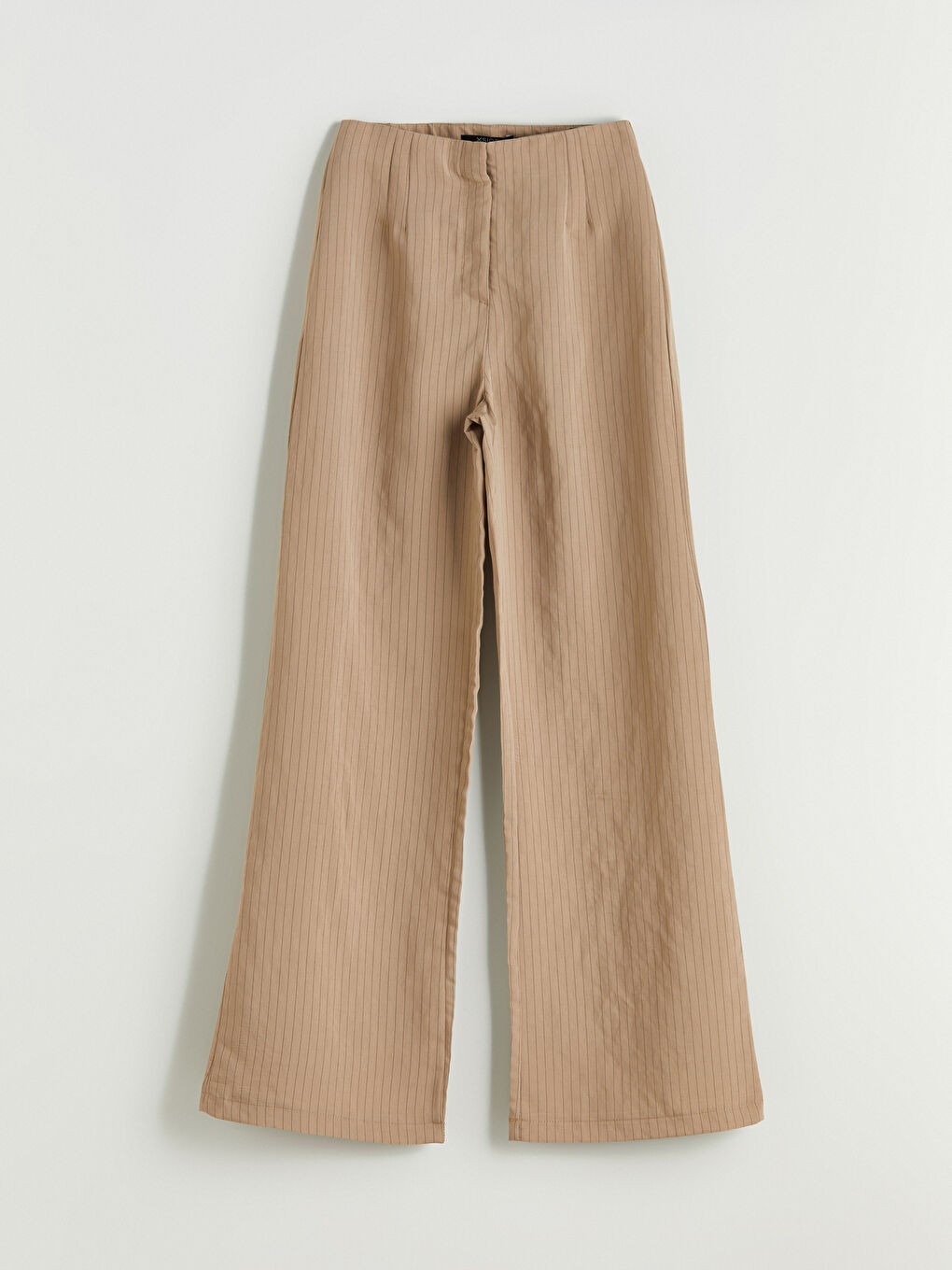 Kahverengi Çizgili Modal Karışımlı Kadın Pileli Pantolon-4