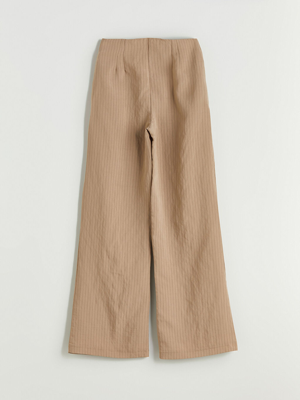 Kahverengi Çizgili Modal Karışımlı Kadın Pileli Pantolon-5