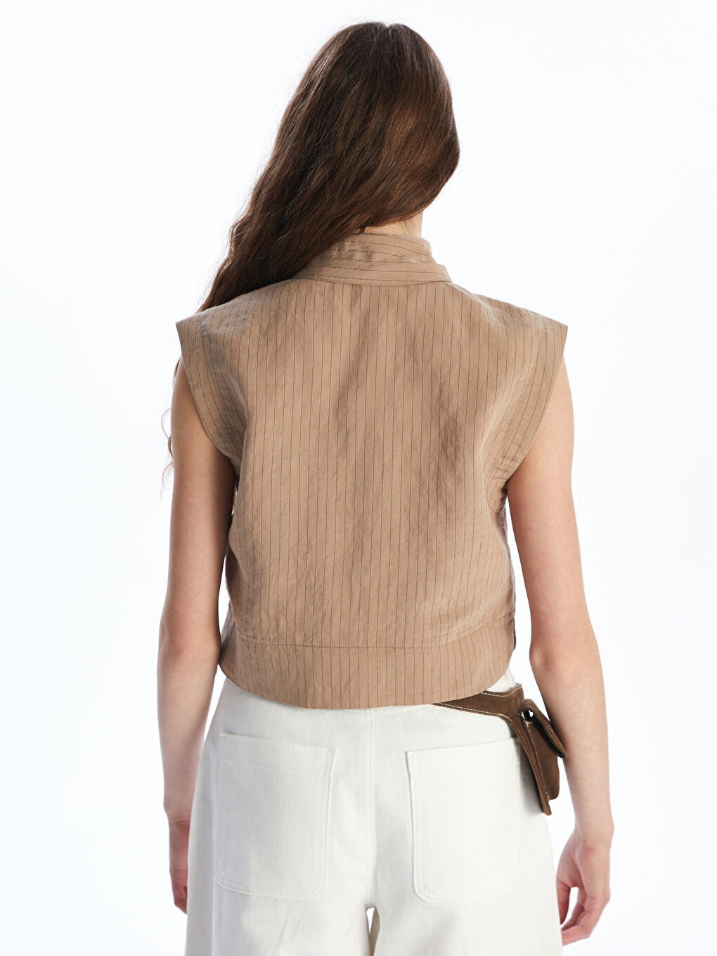 Kahverengi Çizgili Modal Karışımlı Kadın Gömlek-3