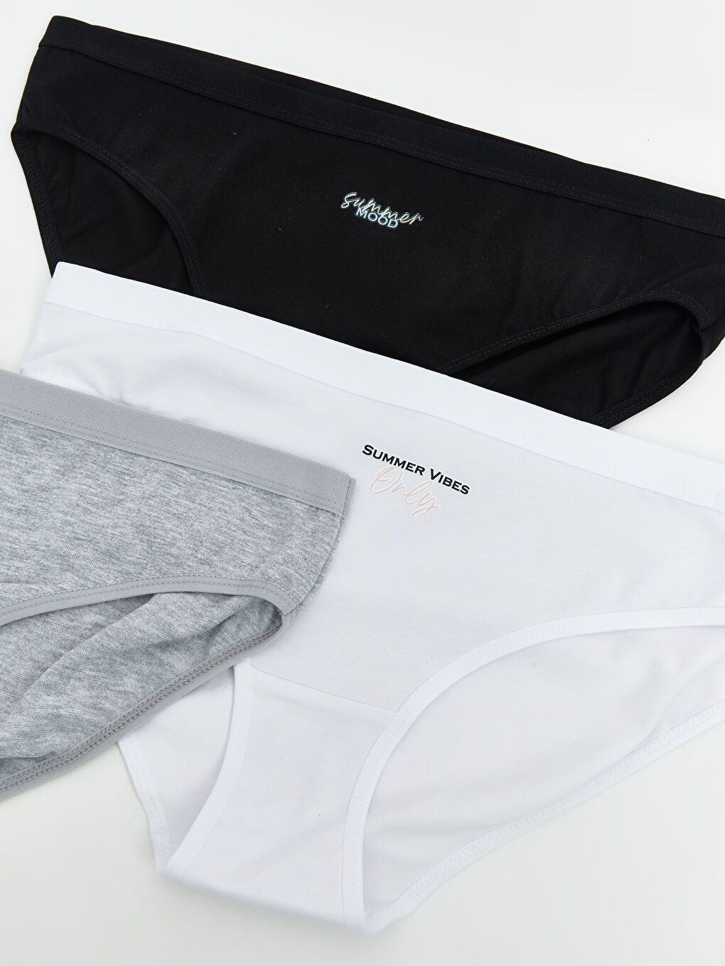 Beyaz Baskılı Bikini Külot 3'lü Paket-7