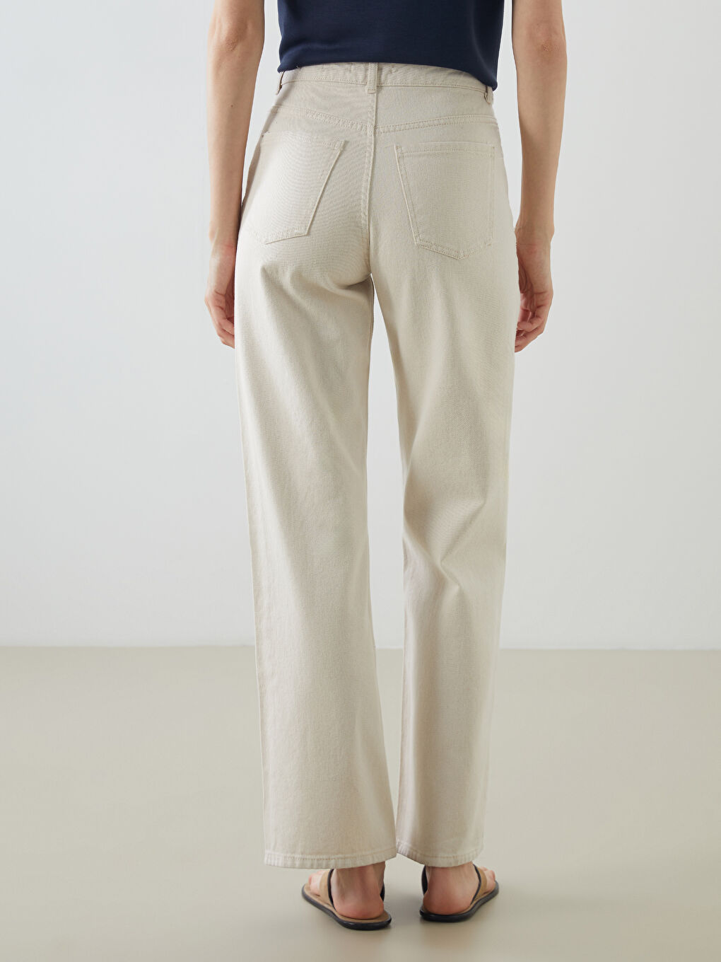 LCW Jeans Bej Straight Fit Kadın Jean Pantolon - 3