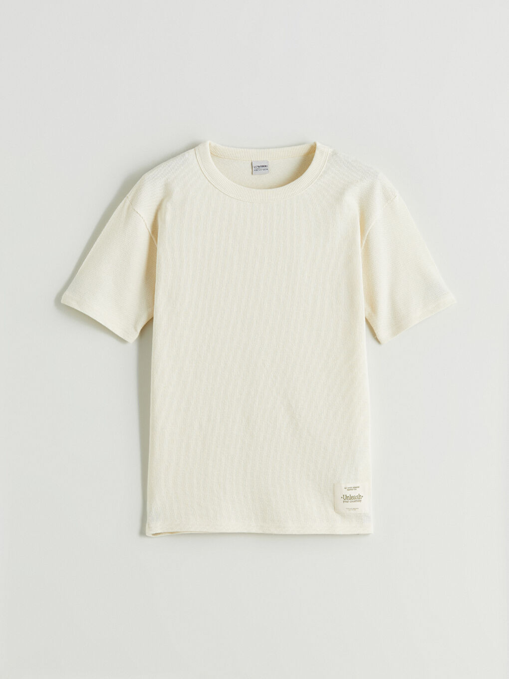 Ekru Bisiklet Yaka Baskılı Erkek Çocuk Tişört