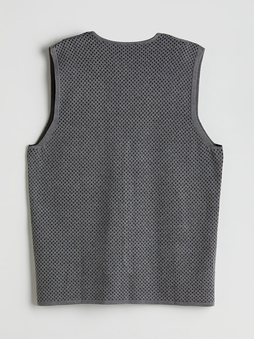 Gri Standart Kalıp V Yaka Erkek Triko Yelek-5