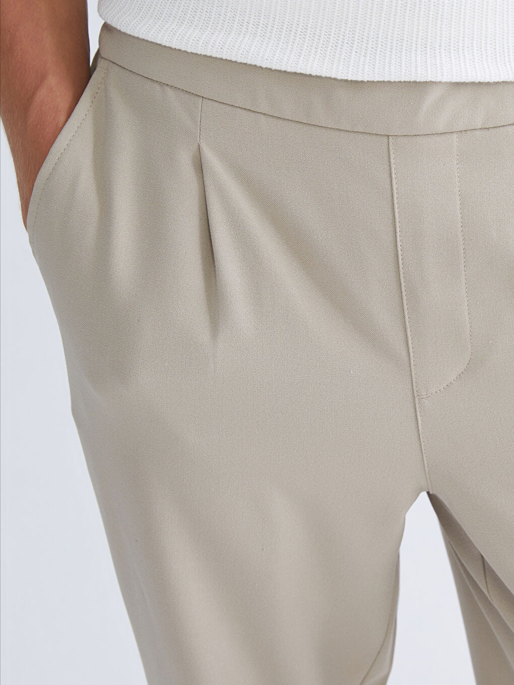 Bej Standart Kalıp Erkek Pantolon-4