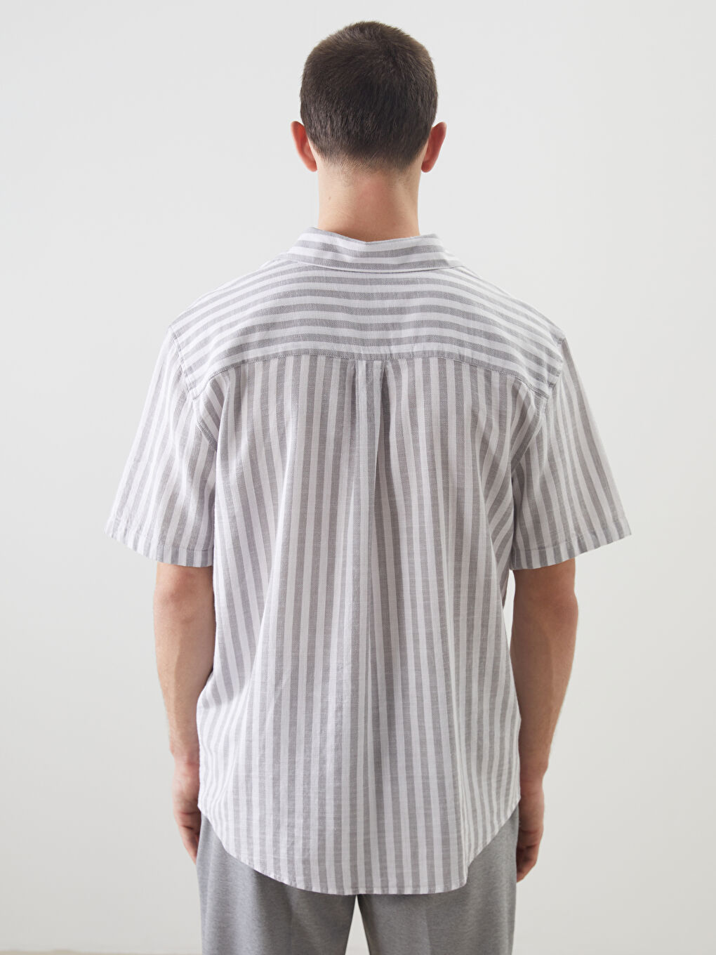 Regular Fit Short Sleeve Striped Men's Shirt -S5PC97Z8-LFT