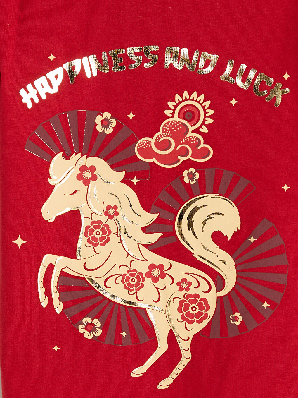 Kırmızı Bisiklet Yaka Baskılı Kız Çocuk Tişört-2