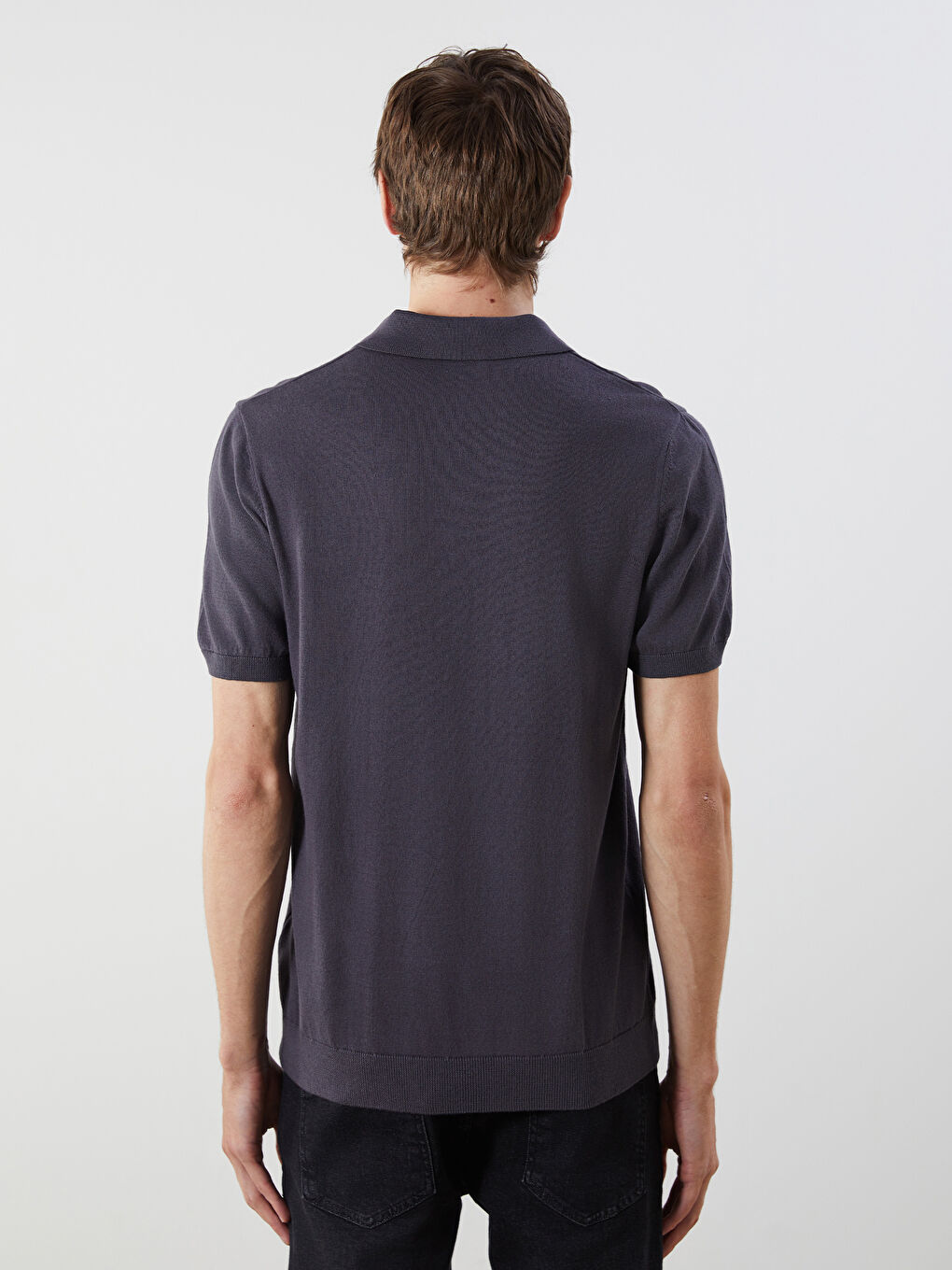 Polo Neck Short Sleeve Men's Knitwear Sweater -S5PD04Z8-HGG