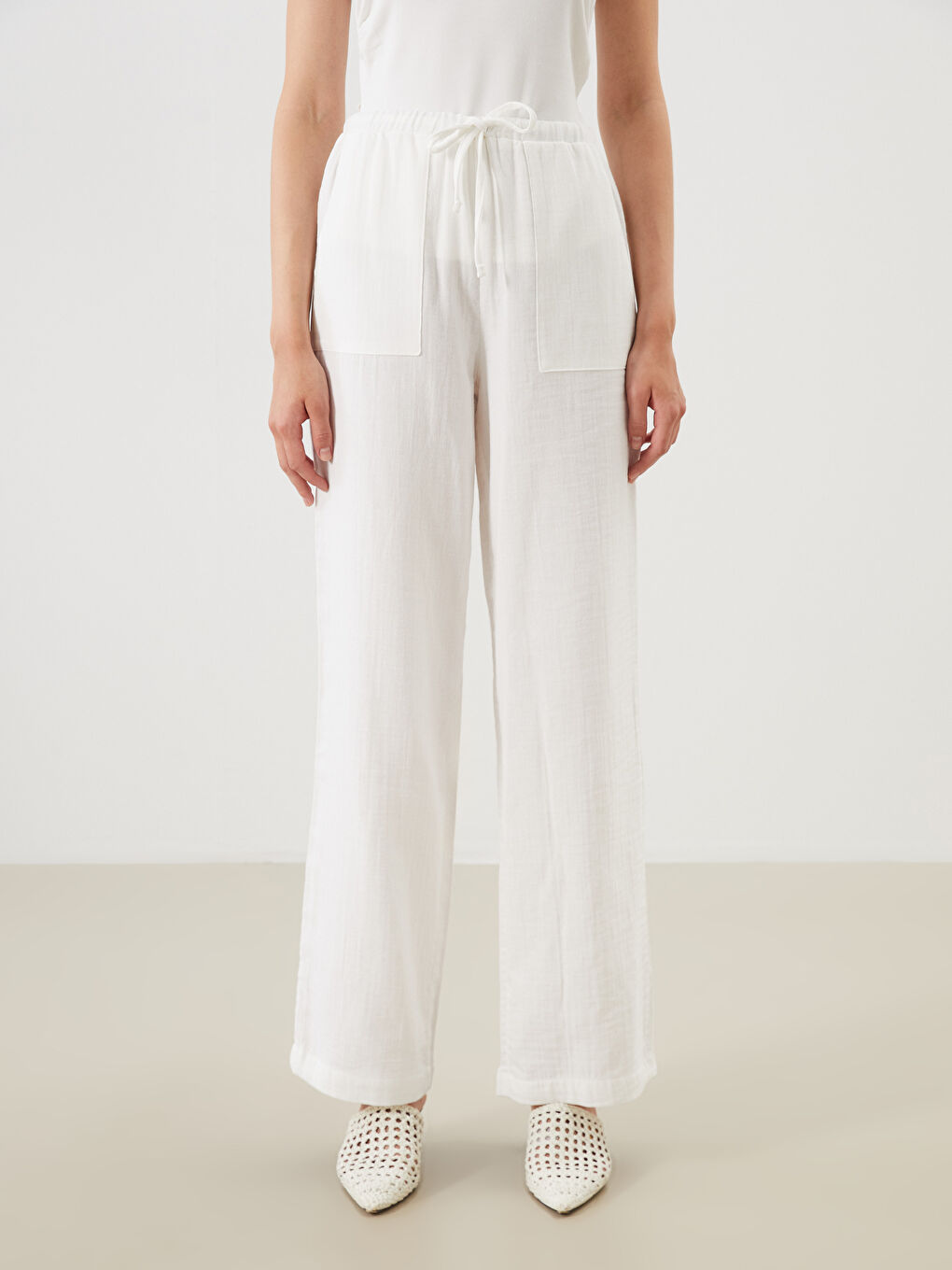 Woman WHITE Trousers -S5PD07Z8-ZUY