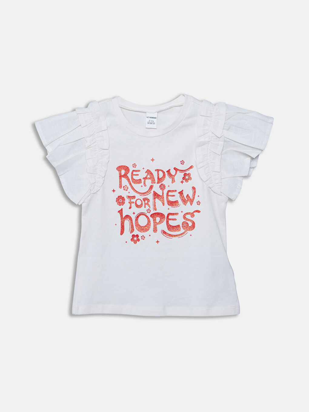 Қыздарға арналған принтті дөңгелек жағалы футболка